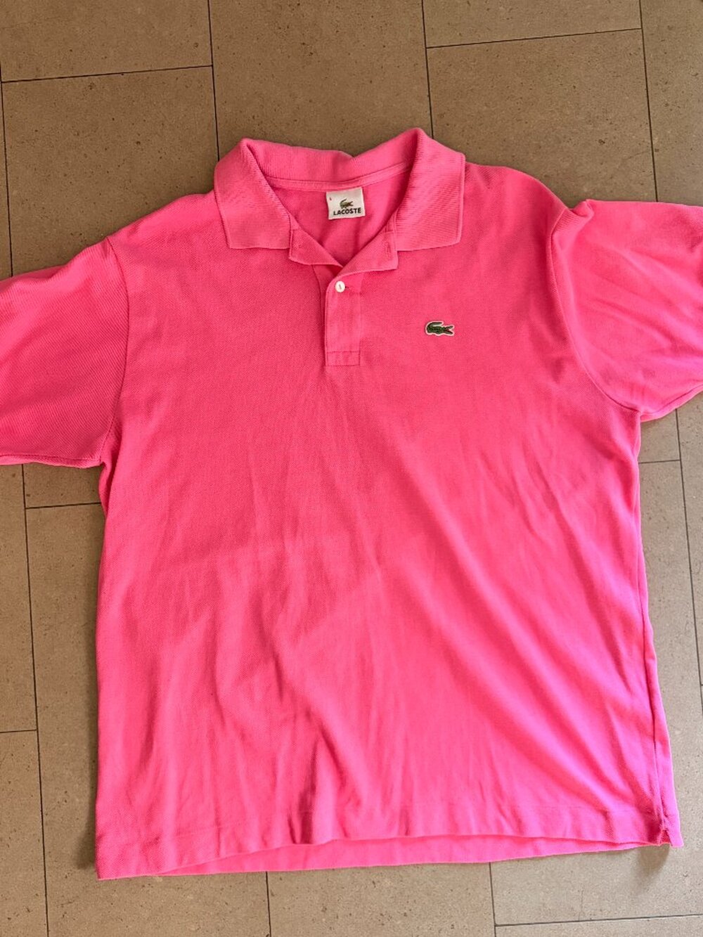 Lacoste Mens Classic Fit Pink Cotton Piqué Polo Golf Shirt-Large